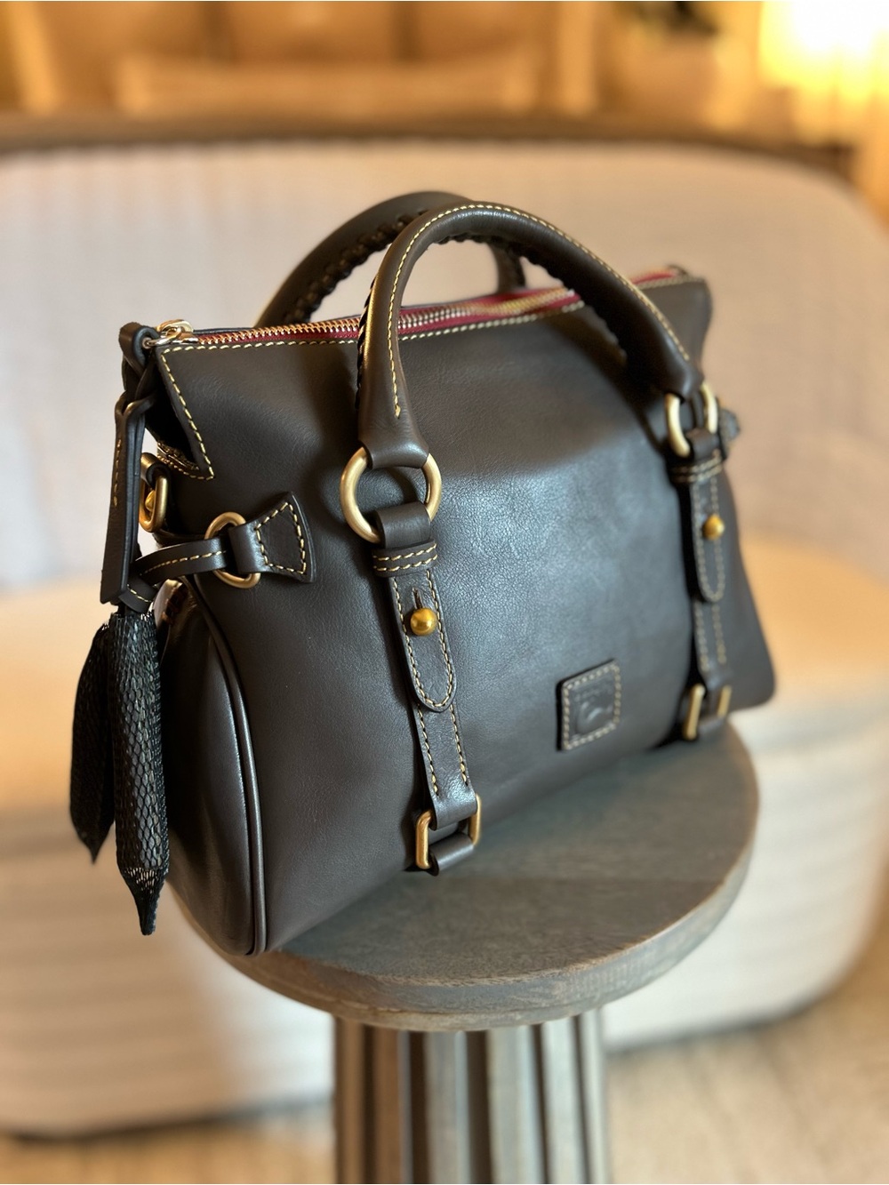 Dooney and Bourke Florentine Mini Satchel in CHARCOAL - Picture 6 of 15